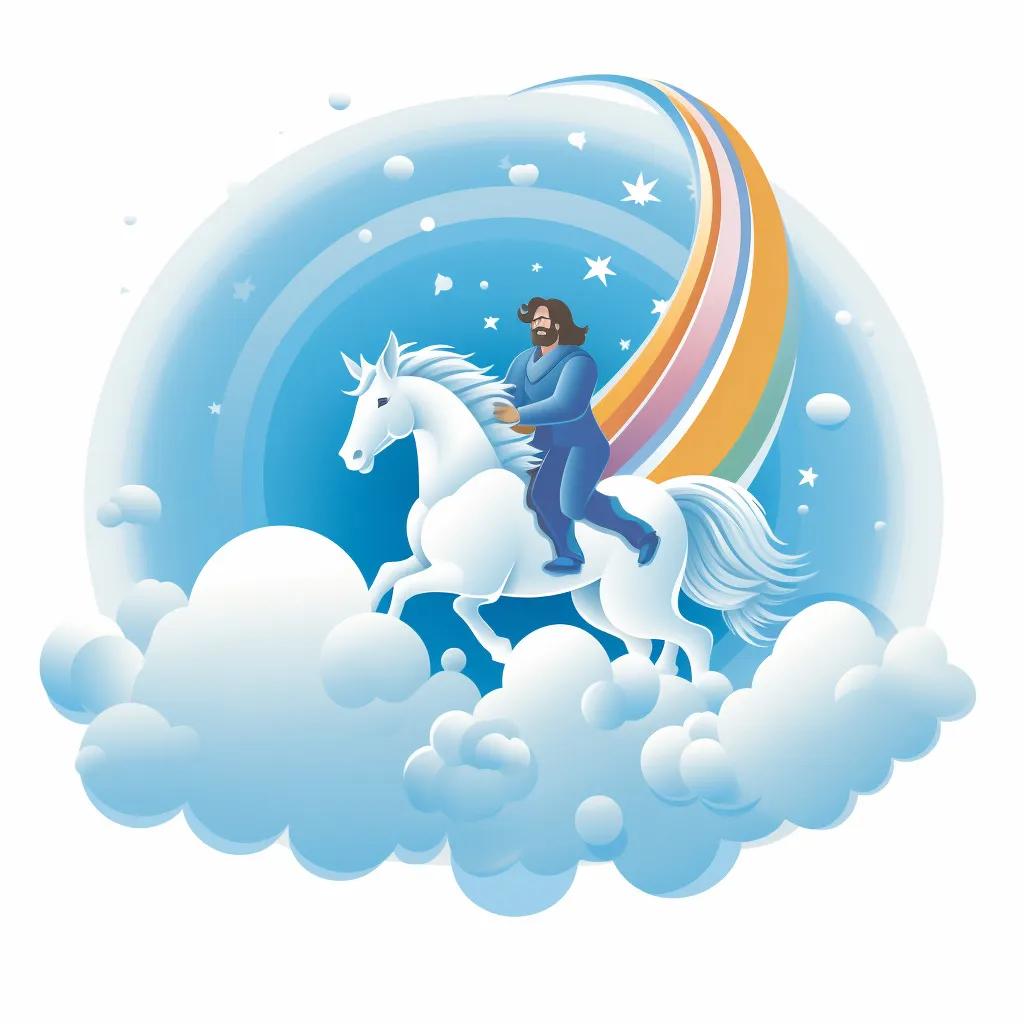 A man riding a unicorn